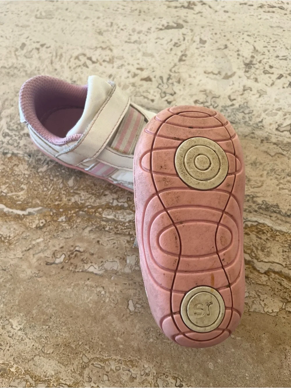 Stride Rite White and Pink Velcro Toddler Sneakers